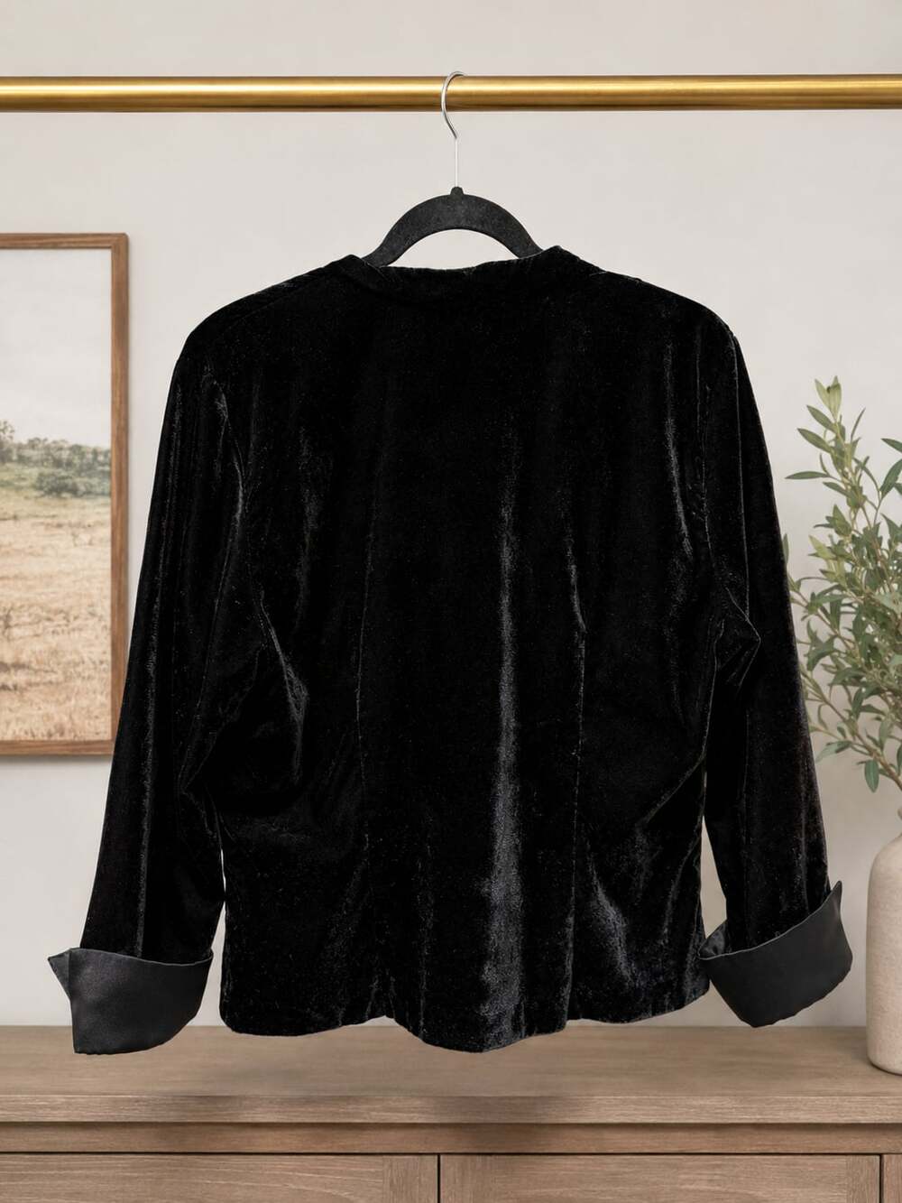 Vintage J.R. Nites Black Velvet Rhinestone Button Whimsigoth Jacket Blazer 12 - Picture 3 of 9